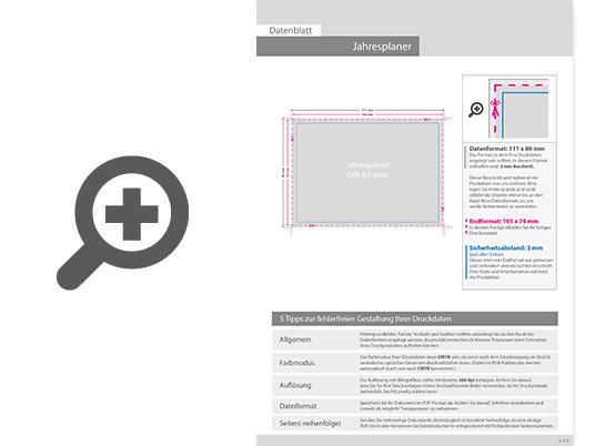 Product Bild jahresplaner_din_a7_quer_(105_x_74_mm)__4_0_einseitig_farbig