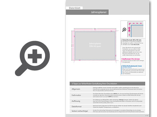 Product Bild jahresplaner_din_a8_quer_(74_x_52_mm)__4_0_einseitig_farbig